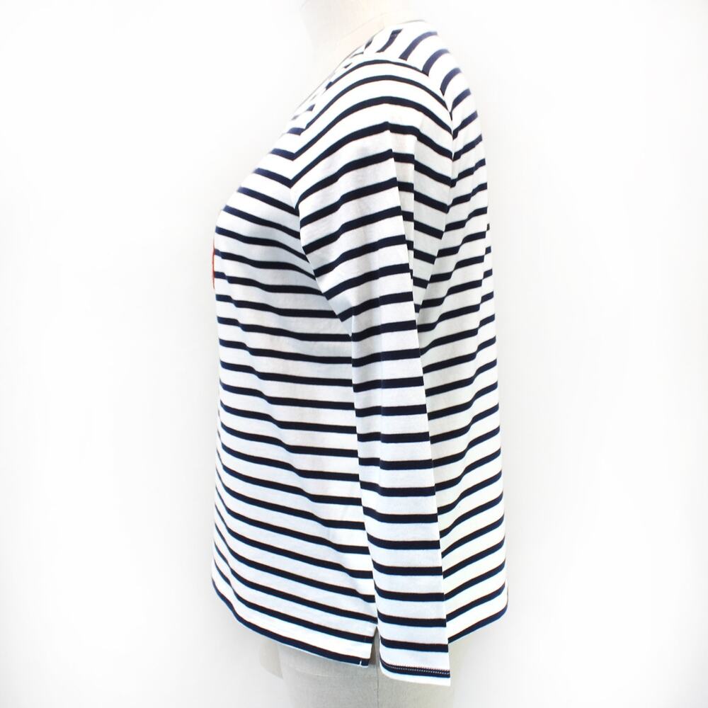 Talbots Plus Striped Owl Long Sleeve Sweatshirt Tee Shirt Top Nautical Casual 2X - Picture 5 of 8